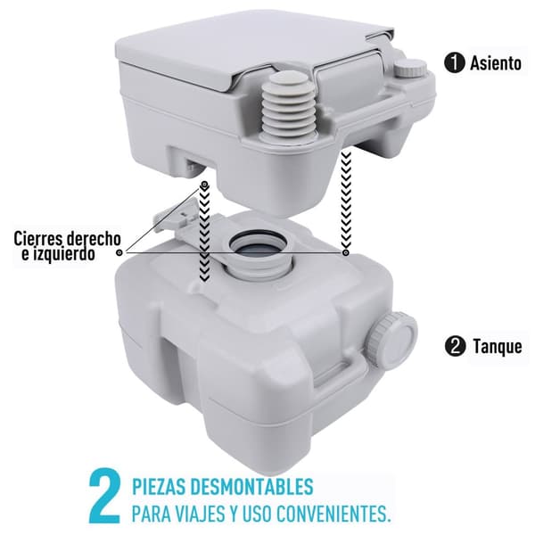 Transportabel campingtoilet, 5 gallons kapacitet, luksus design