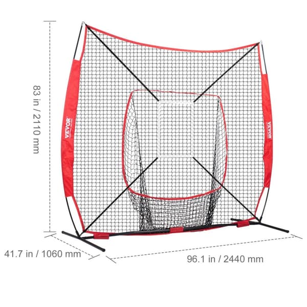Basebollträningsnät, bärbar design, mångsidig funktion, 5x5 tum