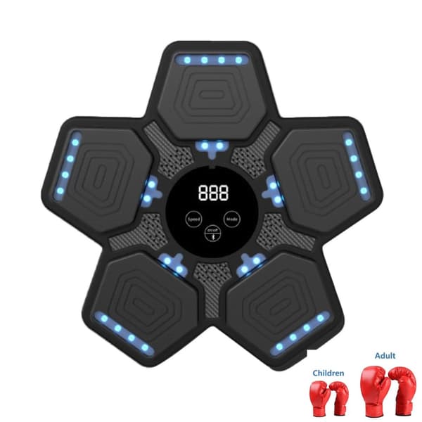 Älykäs musiikkiboksauksen valmentaja, seinälle asennettava, Bluetooth-yhteensopiva,Musta 2Set käsineiden kanssa