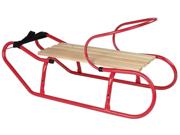 Metal Sled with Backrest Strap Red