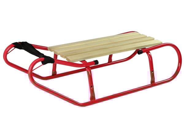 Metal Sled with Backrest Strap Red