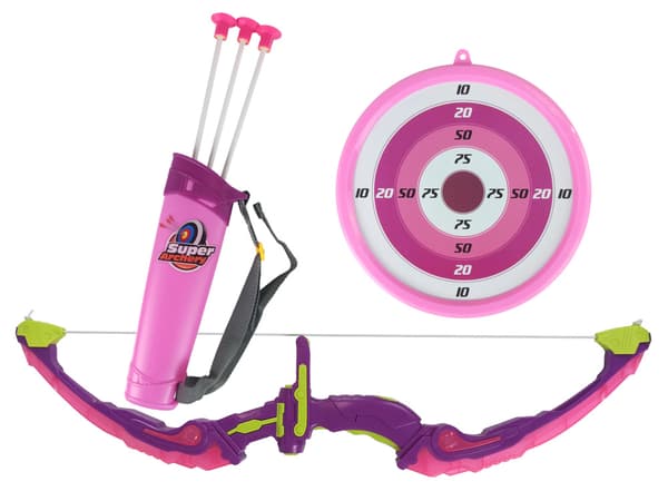 Sporting Bow Shooting Set Shield Arrows Suction Cups Pink
