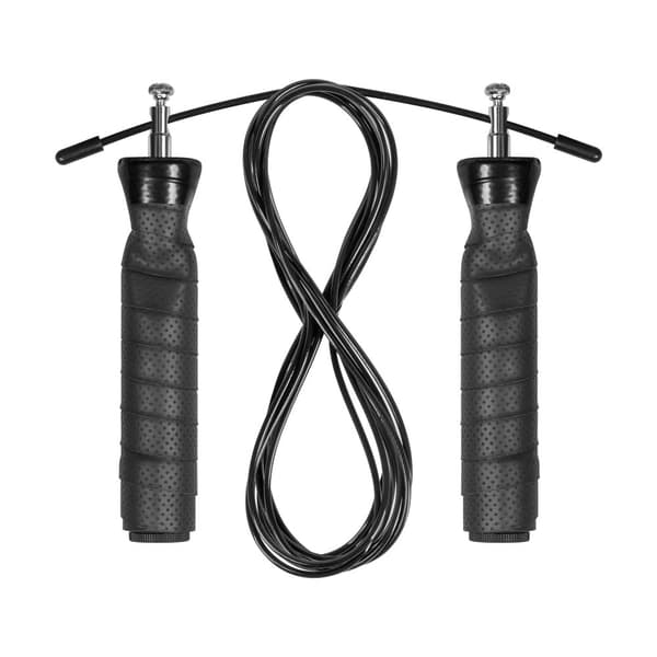Boksning sjippetov med gummihåndtag med 2x100g vægt og metalleje 3m justerbar, REBEL ACTIVE