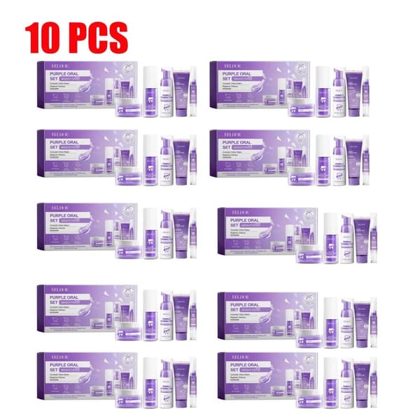 Lila Tandblekningsset, Färgkorrigerande Serum, Säker och Mild Formel,10 set