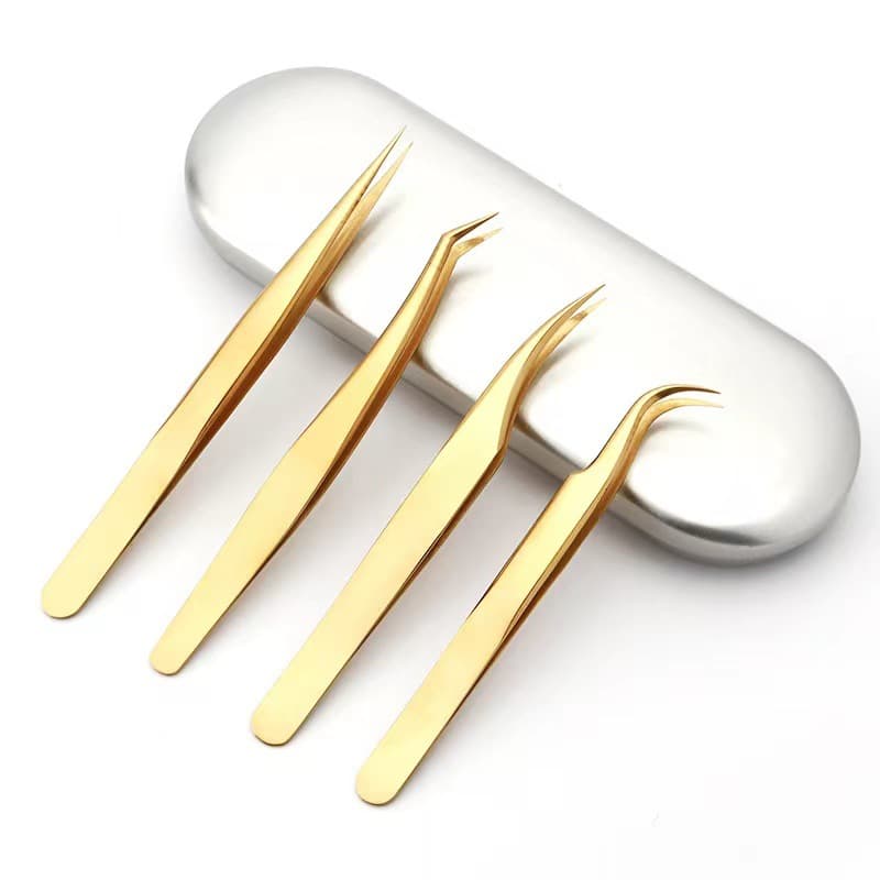 Ögonfransförlängningspincett 4-pack Guld