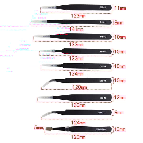 INF Elektronisk ESD Pincett Set - 10 delar