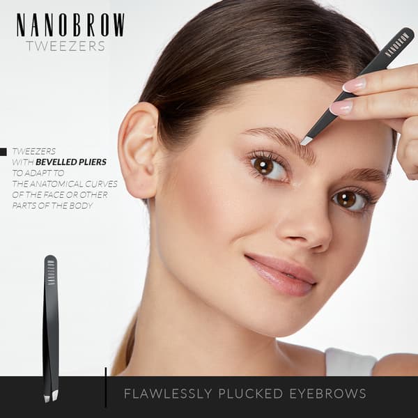 Pincetter Nanobrow Tweezers - Professionella pincetter med vinklad spets i rostfritt stål, ögonbrynsshaping