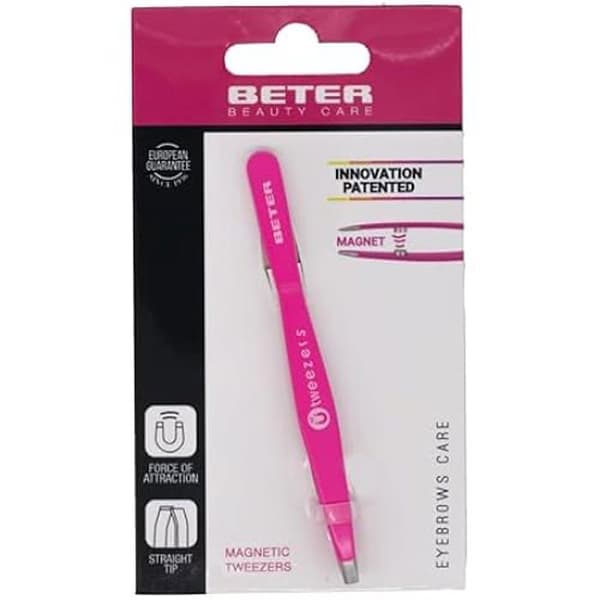 Pinza Depilar Magnetica Punta Recta Fucsia