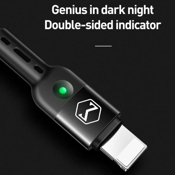 Mcdodo CA-6410 1.8m, flexibel lightning kabel med LED, svart Snabbladdare