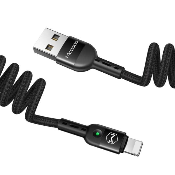 Mcdodo CA-6410 1.8m, flexibel lightning kabel med LED, svart Snabbladdare