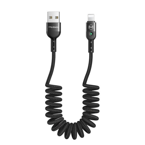 Mcdodo CA-6410 1.8m, flexibel lightning kabel med LED, svart Snabbladdare