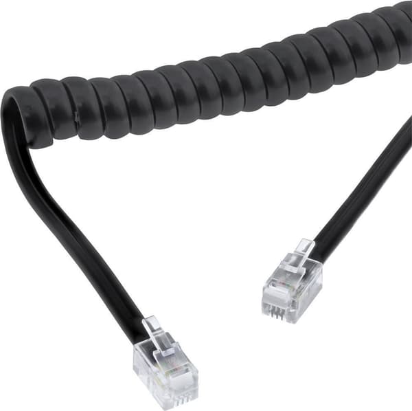 InLine - Headsetkabel - RJ-10 (M) till RJ-10 (M) - 4,0 m - Svart - Spolad (18895I)