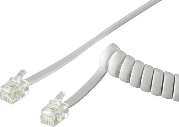 Goobay Telefonspiralkabel RJ10 - RJ10 - 1:1 ansluten / vit - 2 meter