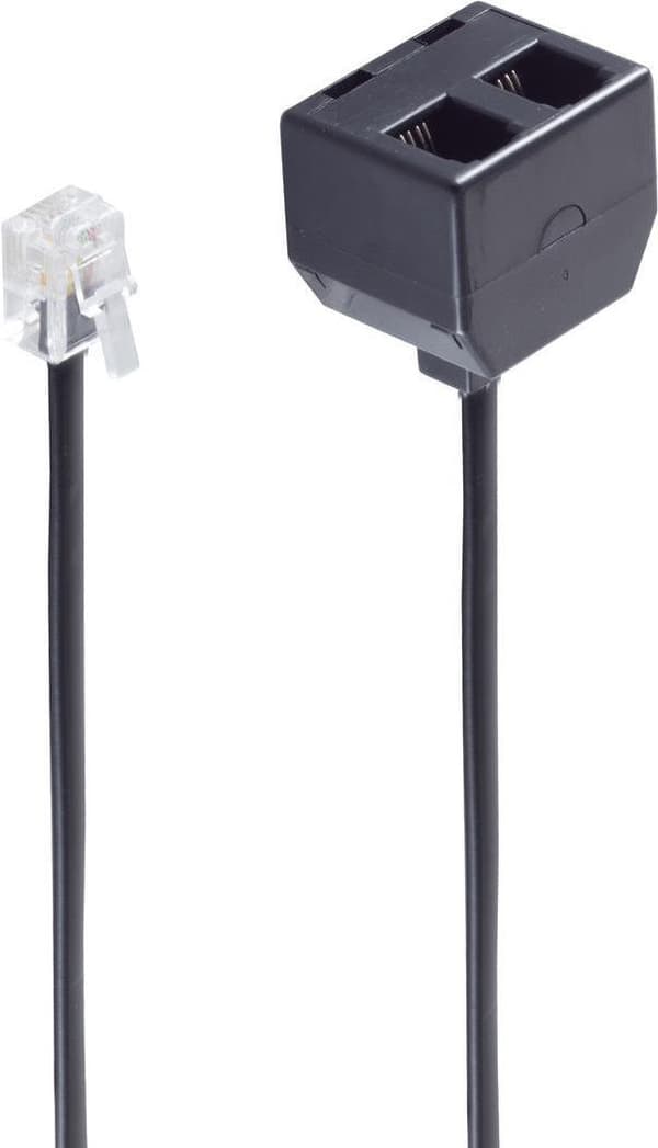 shiverpeaks BASIC-S Y adapterkabel för telefonlur RJ10-kontakt - 2 x RJ10-koppling, 0,1 m kabel, svart, - 1 st (BS71231-4) (BS71231-4)