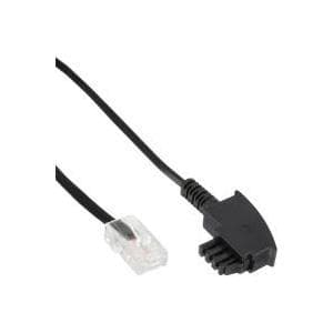 InLine - telefonkabel - RJ-45 (2-stift) (M) - TAE-F (M) - 3,0 m - oskärmad - svart (18503)