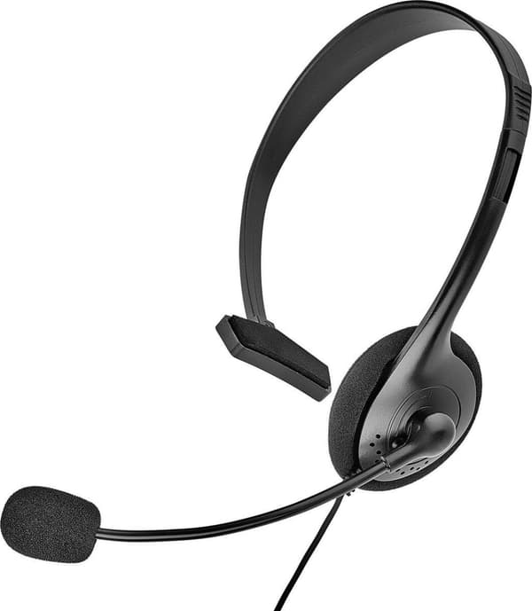 Renkforce Telefonheadset 2,5 mm uttag Plugg med sladd, Mono On-ear Svart