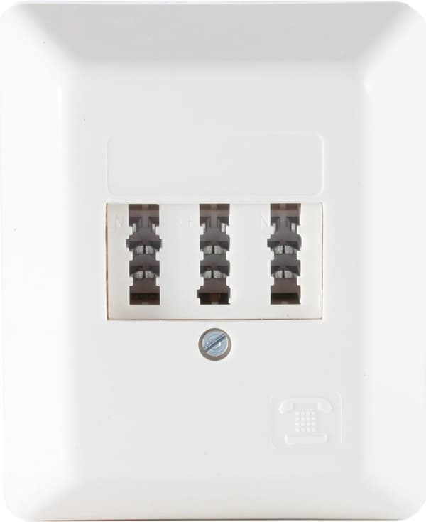 S/CONN maksimal tilslutning Telefontilslutningsboks TAE NFN, ren hvid RAL9010, overflademonteret (74040W)