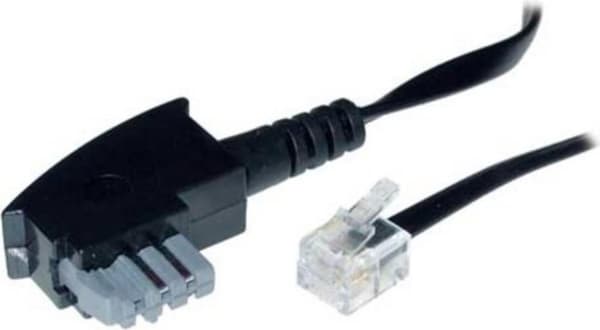 S-Impuls - telefonkabel - TAE-N (M) till RJ-11 (6-stift) (M) - 10 m - platt - svart (70120-)