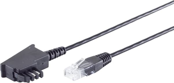 S/CONN maksimal forbindelse TAE-F stik til RJ45 stik, VDSL router kabel, sort, 10,0m (12-09075)