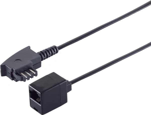 Adapter TAE-F-kontakt till RJ45-koppling, med 0,2 m 4-trådskabel, färg: svart (11010475)