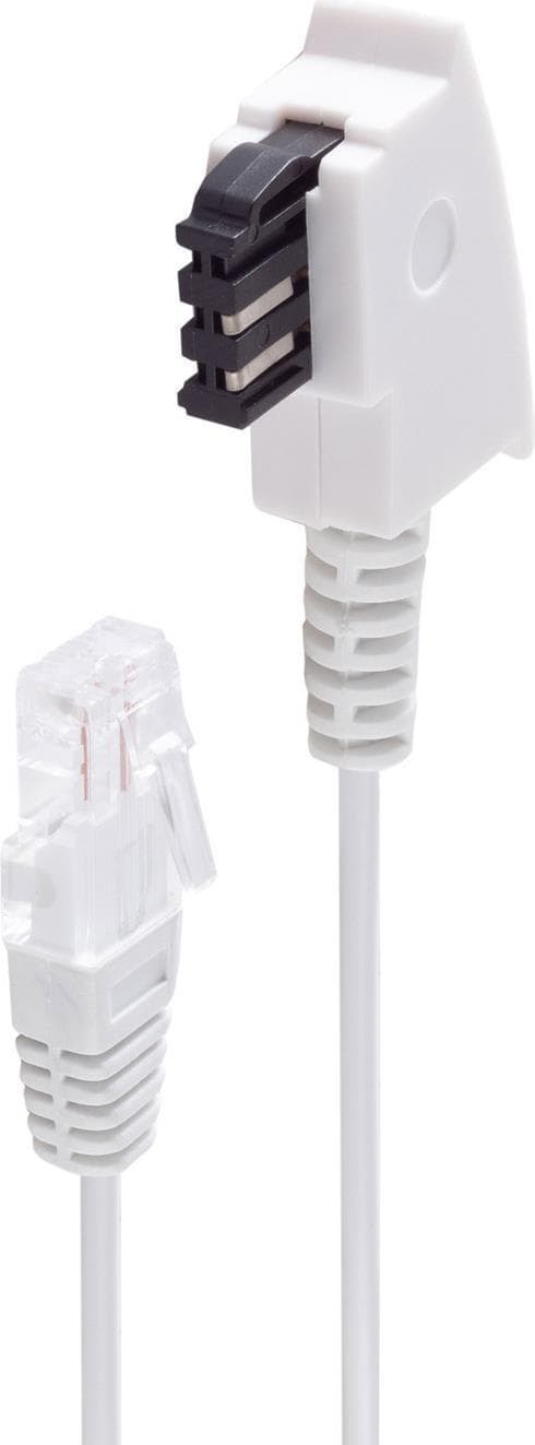 shiverpeaks ®-BASIC-S--telefonanslutningskabel-TAE-F-kontakt till RJ45-kontakt, DSL VDSL-routerkabel, vit, 6,0 m (BS12-09266)