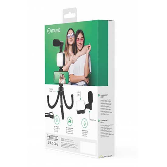 Muvit Jalusta Valolla Ja Mikrofonilla Vlogging Kit 4-in-1 Musta