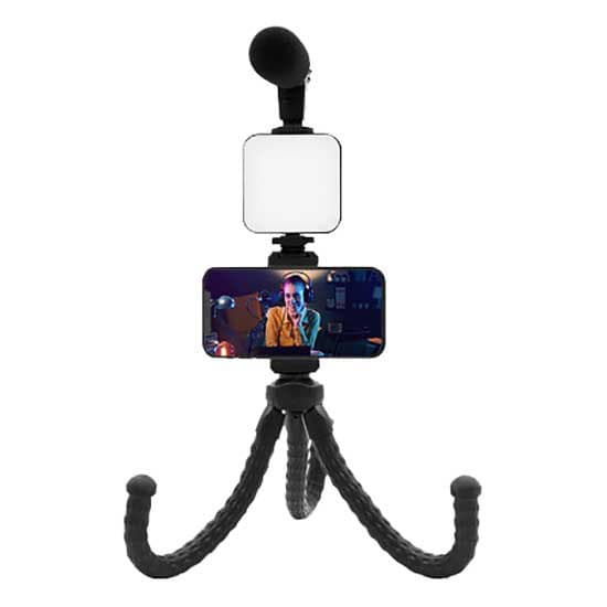 Muvit Jalusta Valolla Ja Mikrofonilla Vlogging Kit 4-in-1 Musta