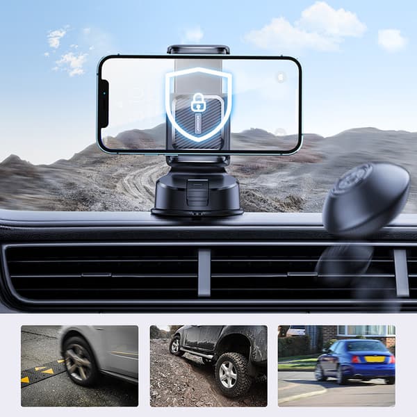 Bilholder til telefon, smartphone, cockpit, instrumentbræt, sort