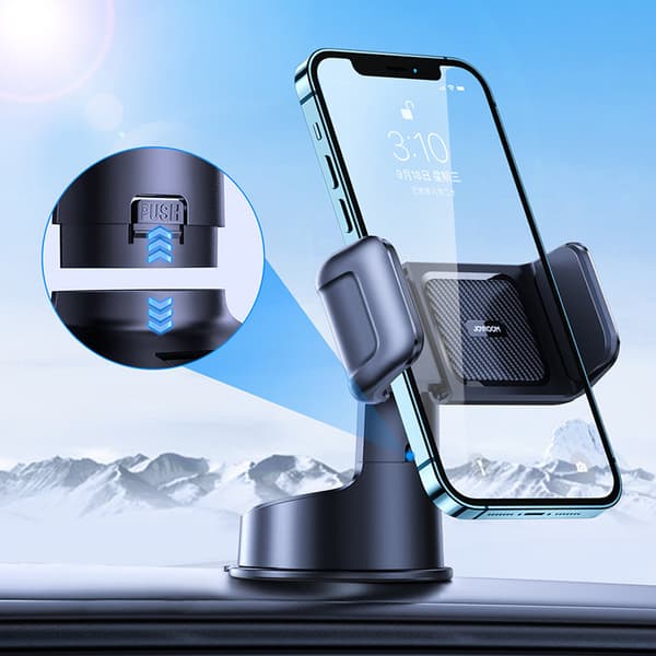 Bilholder til telefon, smartphone, cockpit, instrumentbræt, sort