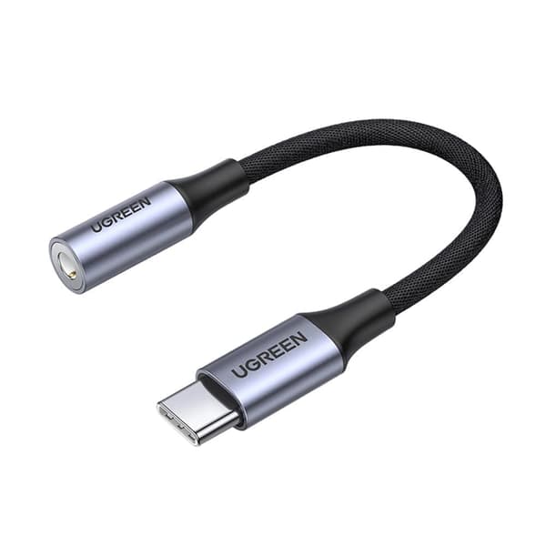 Ugreen AV161 sovitin kuulokkeille minijakki 3.5 mm (naaras) / USB-C (uros) 10 cm - harmaa