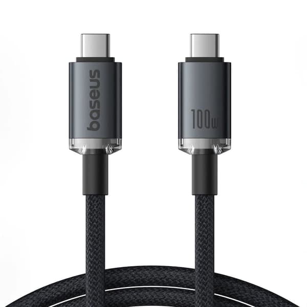 Baseus Crystal Shine CB000089 USB-C / USB-C USB3.2 kaapeli 100W 20Gbps 1.5m - musta