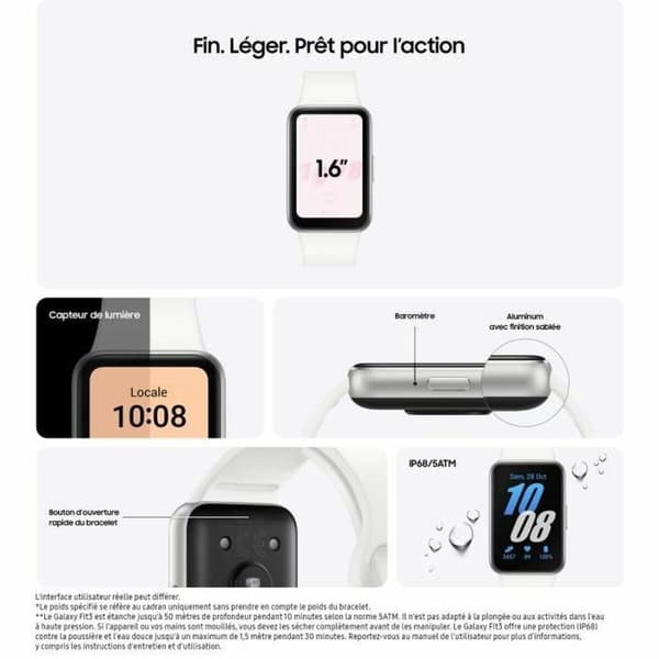 Aktivitetsarmband Samsung Galaxy Fit3 Vit Silvrig 1,6"