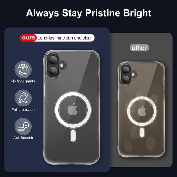 iPhone 16 Cover MagSafe Transparent - Stødsikker beskyttelse hele vejen rundt