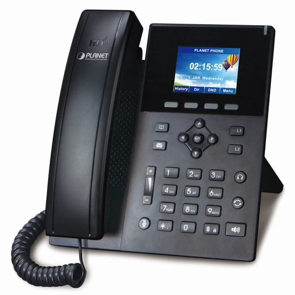 Planet VIP-1260PTVoIP telefon, HD audio G.722/Opus, barevný LCD, Auto Provision, Dual GbE LAN, PoE, CZ menu musta