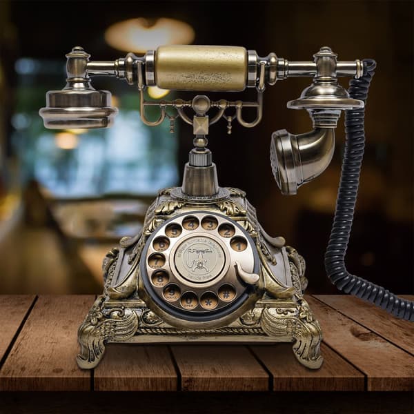 Retro roterende telefon, antik-stil design, holdbart harpikskab, zinklegeringsbeslag