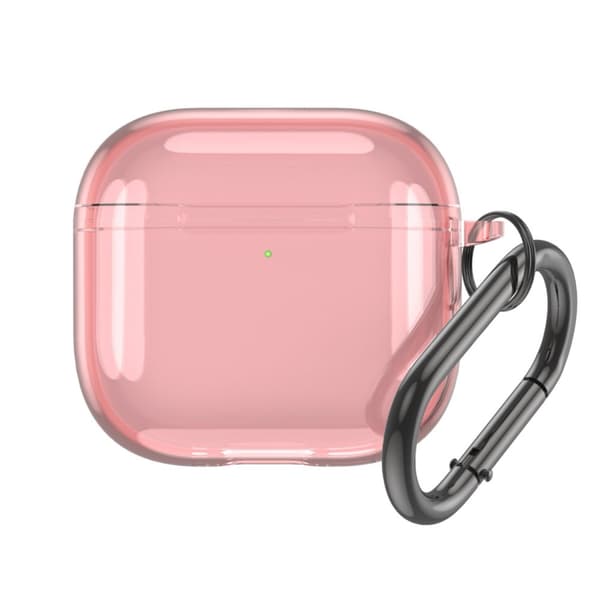 Läpinäkyvä vaaleanpunainen suojakotelo AirPods 4:lle