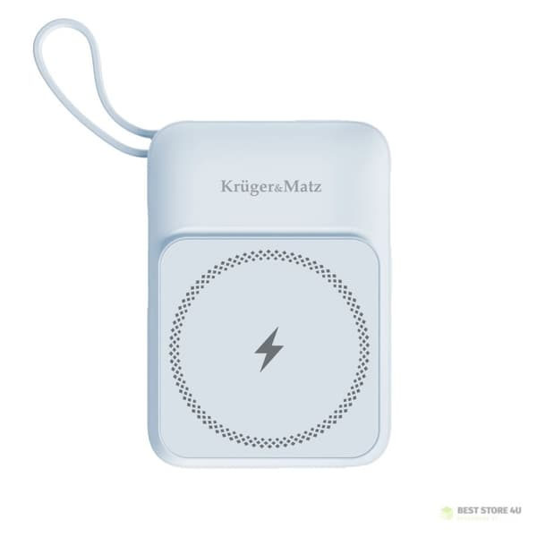 Induktiivinen Kruger&Matz 10000 mAh Mag Safe -varavirtalähde, sininen