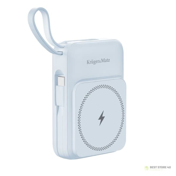 Induktiivinen Kruger&Matz 10000 mAh Mag Safe -varavirtalähde, sininen
