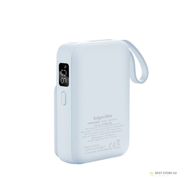Induktiivinen Kruger&Matz 10000 mAh Mag Safe -varavirtalähde, sininen