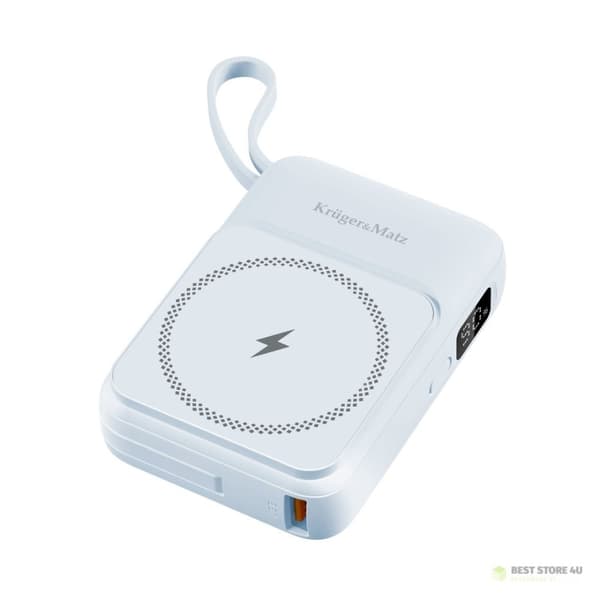 Induktiivinen Kruger&Matz 10000 mAh Mag Safe -varavirtalähde, sininen