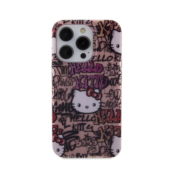 Hello Kitty IML Tags Graffiti - iPhone 15 Pro -kotelo (vaaleanpunainen)