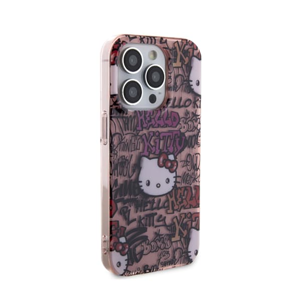Hello Kitty IML Tags Graffiti - iPhone 15 Pro -kotelo (vaaleanpunainen)