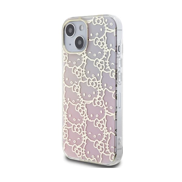 Hello Kitty IML Gradient Electrop Crowded Kitty Head - iPhone 15 cover (lyserød)