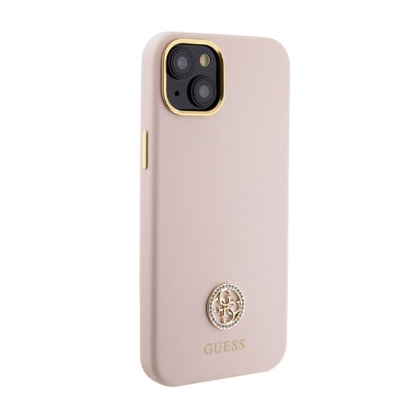 Guess Silikone Logo Strass 4G - iPhone 15 cover (lyserød)