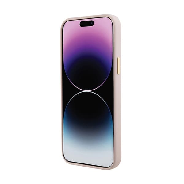 Guess Silikone Logo Strass 4G - iPhone 15 cover (lyserød)