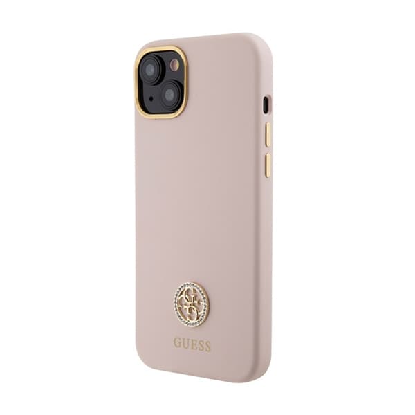 Guess Silikone Logo Strass 4G - iPhone 15 cover (lyserød)