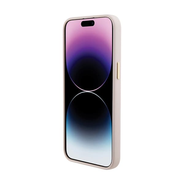 Guess Silikone Logo Strass 4G - iPhone 15 Pro Etui (Pink)