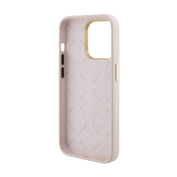 Guess Silikone Logo Strass 4G - iPhone 15 Pro Etui (Pink)