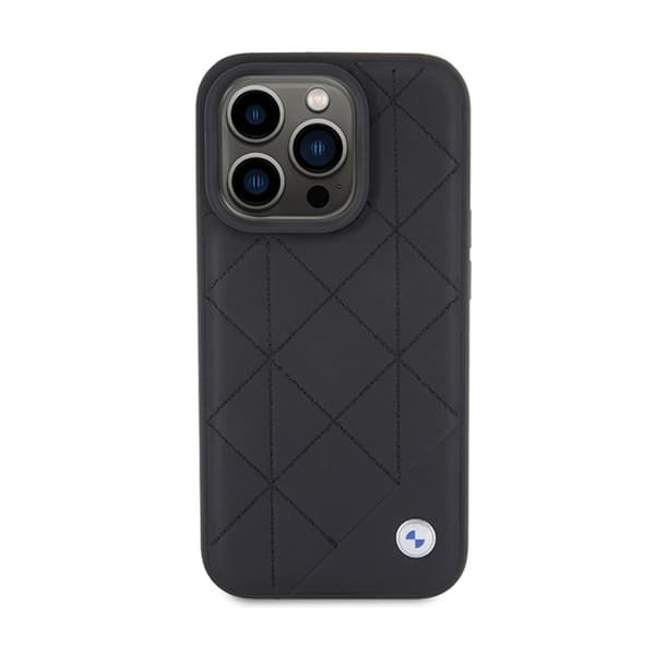 BMW Læder Quiltet - iPhone 15 Pro Max Etui (Sort)