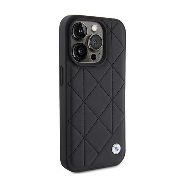 BMW Læder Quiltet - iPhone 15 Pro Max Etui (Sort)